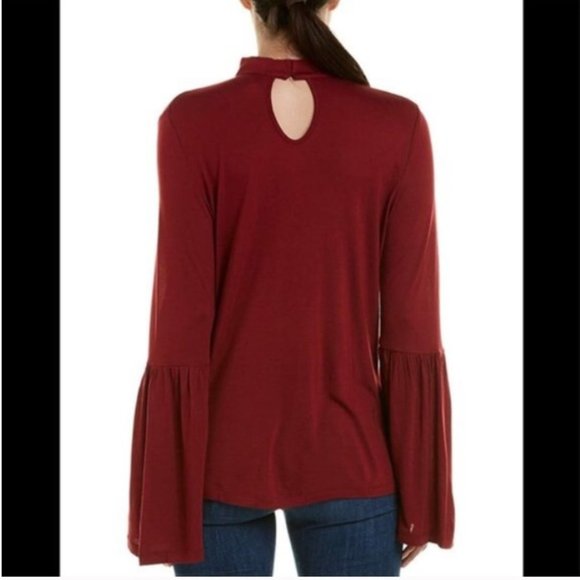 🌷 Haute Hippie Black Keyhole Mock Neck Bell Sleeve Top Size S - Picture 11 of 12